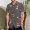 WEEDKEYCAT Basset Hound Dog Men's Short-Sleeve Pocket Shirts Loose-Fit Button Down Top Casual Beach Tees 5XL view 2