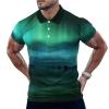 BAIKUTOUAN Northern Lights Aurora Borealis Men's Polo-Shirts Short Sleeve Golf Tees Outdoor Sport Tennis Tops 5XL view 1
