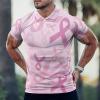 BAIKUTOUAN Pink Ribbon Breast Cancer Awareness Men's Polo-Shirts Short Sleeve Golf Tees Outdoor Sport Tennis Tops 2XL view 2