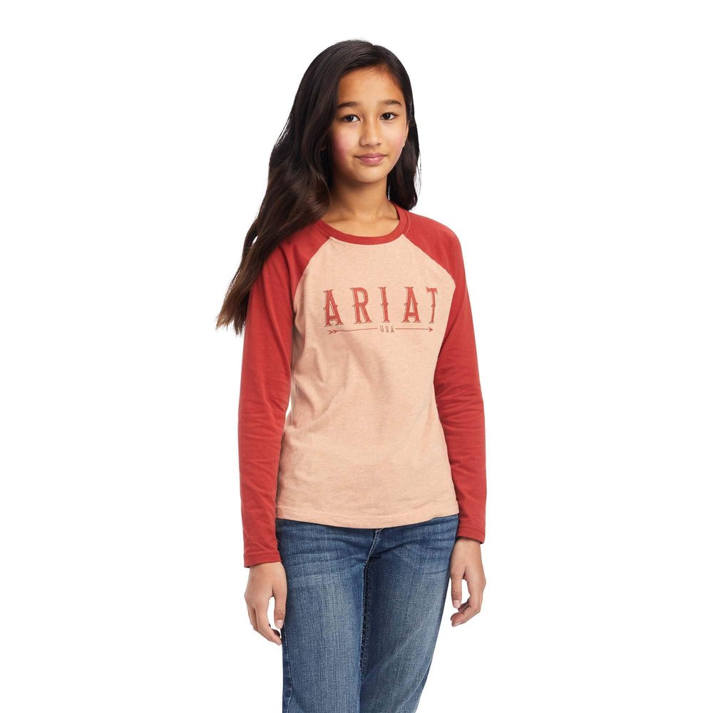 Ariat Girls' Real Arrow Shirt, Palm Heather/Bossa Nova, Medium