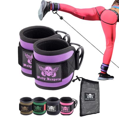 Body Reapers Workout Ankle Straps for Cable Machine Women, Ankle Cuff Cable Attachment, Ankle Clips for Cable Machine, Glute Kick Back Ankle Straps, Glute Workout, Lower Body Exercises - Pair