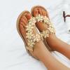 AnFeng Flower Accessories Flops Heel Summer Women's Women's Flip Sandals Fashion Shoes Sandals Flat Women's Sandals Blue Sandals for Women Wedge (Beige, 8.5) view 2