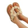 AnFeng Flower Accessories Flops Heel Summer Women's Women's Flip Sandals Fashion Shoes Sandals Flat Women's Sandals Blue Sandals for Women Wedge (Beige, 8.5) view 4