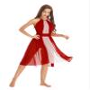 JEATHA Women's Sleeveless Mesh Color Block Skirted Leotard Ballet Lyrical Modern Dance Dress Dancewear 2# Burgundy Medium view 4