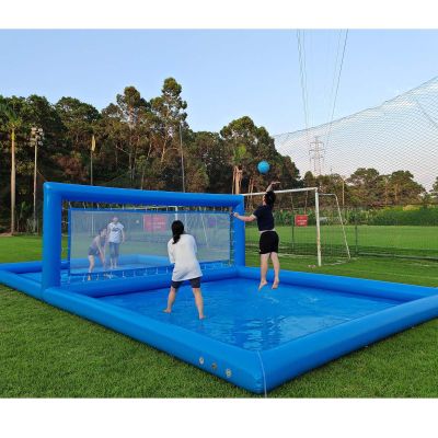 Inflatable Volleyball Pool for Adult(800w Air Pump)(100% PVC) 33FT Commercial Outdoor Volley Ball Court with Air Pump,Giant Outdoor Games for Family,Quick Setup Inflatable Volleyball Count-33x16.5x7ft