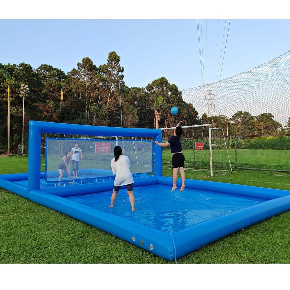 Inflatable Volleyball Pool for Adult(800w Air Pump)(100% PVC) 33FT Commercial Outdoor Volley Ball Court with Air Pump,Giant Outdoor Games for Family,Quick Setup Inflatable Volleyball Count-33x16.5x7ft