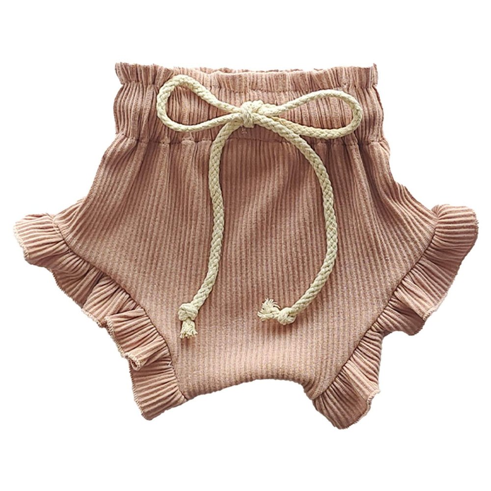 JEATHA Infant Baby Girl Crochet Bloomers Drawstring Summer Shorts Ruffles Knitted Lounge Shorts Pink 18-24 Months