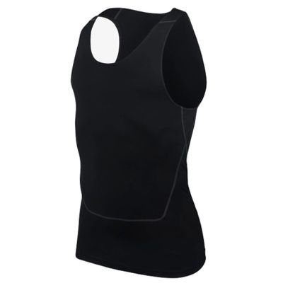 Hedmy Men's Tank Swimsuit Top Athletic Vest Rash Guard Shirt Solid Color Sleeveless Workout Playwear Black Medium