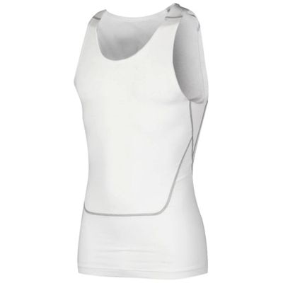 Hedmy Men's Tank Swimsuit Top Athletic Vest Rash Guard Shirt Solid Color Sleeveless Workout Playwear White Medium