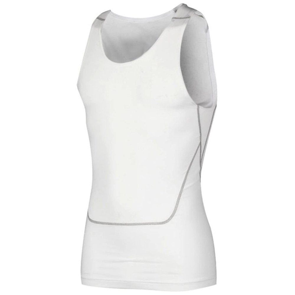 Hedmy Men's Tank Swimsuit Top Athletic Vest Rash Guard Shirt Solid Color Sleeveless Workout Playwear White Medium