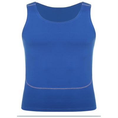 Hedmy Men's Tank Swimsuit Top Athletic Vest Rash Guard Shirt Solid Color Sleeveless Workout Playwear Blue Medium