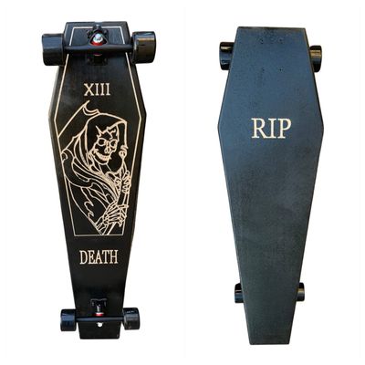Coffin Death Tarot Black Skateboard | Longboard | 42x12 | Coffin Croozer