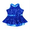 Freebily Kid Girls Sequined Ballet Dance Dress Modern Lyrical Dance Costume Criss Cross Back Leotard Skirt Cheer Dancewear Royal Blue 8 view 3