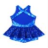 Freebily Kid Girls Sequined Ballet Dance Dress Modern Lyrical Dance Costume Criss Cross Back Leotard Skirt Cheer Dancewear Royal Blue 8 view 4
