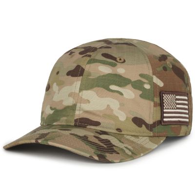 Camo American Flag Hat Low Profile Unstructured Baseball Cap, Adjustable Hook-and-Loop, One Size