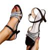 Sandal Wedges for Women Beige Fashion Womens Breathable Lace Up Shoes Rhinestone High Heels Casual Sandals (Black, 7.5) view 2