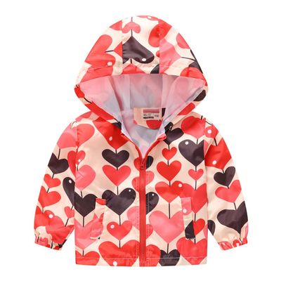Toddler Boys Grils Autumn Jacket Print Kids Hooded Coat Zipper Windproof Baby Boys Snow Coat (Red, 3-4 Years)