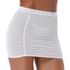 LiiYii Womens Translucent Skirts Bodycon Pencil Skirts Stretchy Shirring Ruched Skirts Nightwear White One Size view 4
