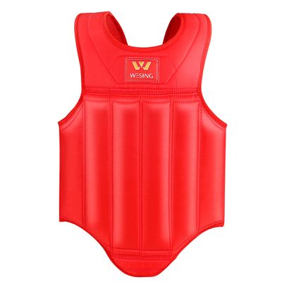 Wesing Martial Arts Muay Thai Boxing Chest Protector MMA Sanda Chest Guard (Red, M)
