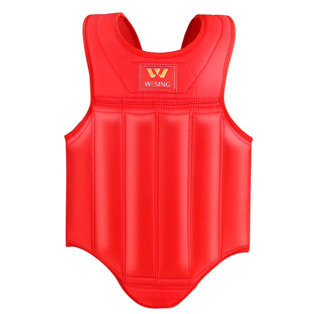 Wesing Martial Arts Muay Thai Boxing Chest Protector MMA Sanda Chest Guard (Red, M)