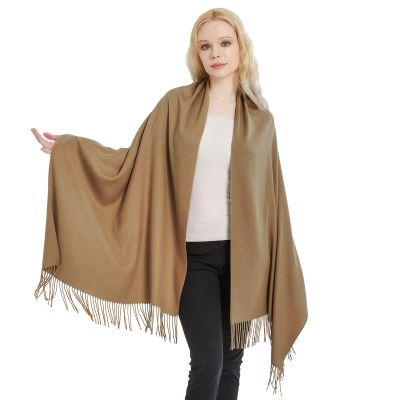 Ciormis Pashmina Scarfs Women/Men Large Camel Pashmina Blanket Shawls Wraps for Evening Party Dresses (Camel)