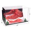 Better Display Cases Acrylic Large Shoe Display Case for Basketball Shoe Soccer Cleat Football Cleat with Mirror Case, Green Risers, Wall Mount and Mirror Base (V11/A013) view 2