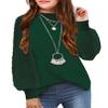 Arshiner Girls Puff Long Sleeve Sweaters Crewneck Lace Polka Dot Casual Knit Tops Pullover Jumper Outwear for Kids Dark Green view 1