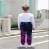 Little Boys Cool Pants with Drawstring 3D Printed Purple Flaming Fire Sweatpants for Girls Size 10 12 Spring Novelty Purple Flame Smoke Joggers 11 13 Years Old Youth Exercise Active Home Party Clothes view 3