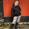 Arshiner Girls Puff Long Sleeve Sweaters Crewneck Lace Polka Dot Casual Knit Tops Pullover Jumper Outwear for Kids Black view 4