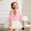 Arshiner Girls Puff Long Sleeve Sweaters Crewneck Lace Polka Dot Casual Knit Tops Pullover Jumper Outwear for Kids Pink view 4