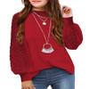 Arshiner Girls Puff Long Sleeve Sweaters Crewneck Lace Polka Dot Casual Knit Tops Pullover Jumper Outwear for Kids Dark Red view 1