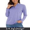 MAGCOMSEN Workout Shirt for Women Sun Protection Shirts Hiking 1/4 Long Sleeve Women Summer Golf Shirts Light Purple L view 3