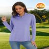 MAGCOMSEN Workout Shirt for Women Sun Protection Shirts Hiking 1/4 Long Sleeve Women Summer Golf Shirts Light Purple L view 4
