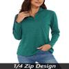 MAGCOMSEN Womens Quarter Zip Pullover Hiking Shirts Workout Long Sleeve for Women UV Protection Shirts Jade Green L view 3