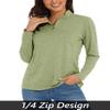 MAGCOMSEN Athletic Shirts for Women Long Sleeve Shirts Uv Protection Shirts for Women Summer Running Top Wheat Green L view 3
