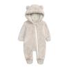 Fleece Jumpsuit Coat Hooded Romper Baby Boy Jacket Outerwear Girl Footed Girls Children Coats (Beige, 9-12 Months) view 1
