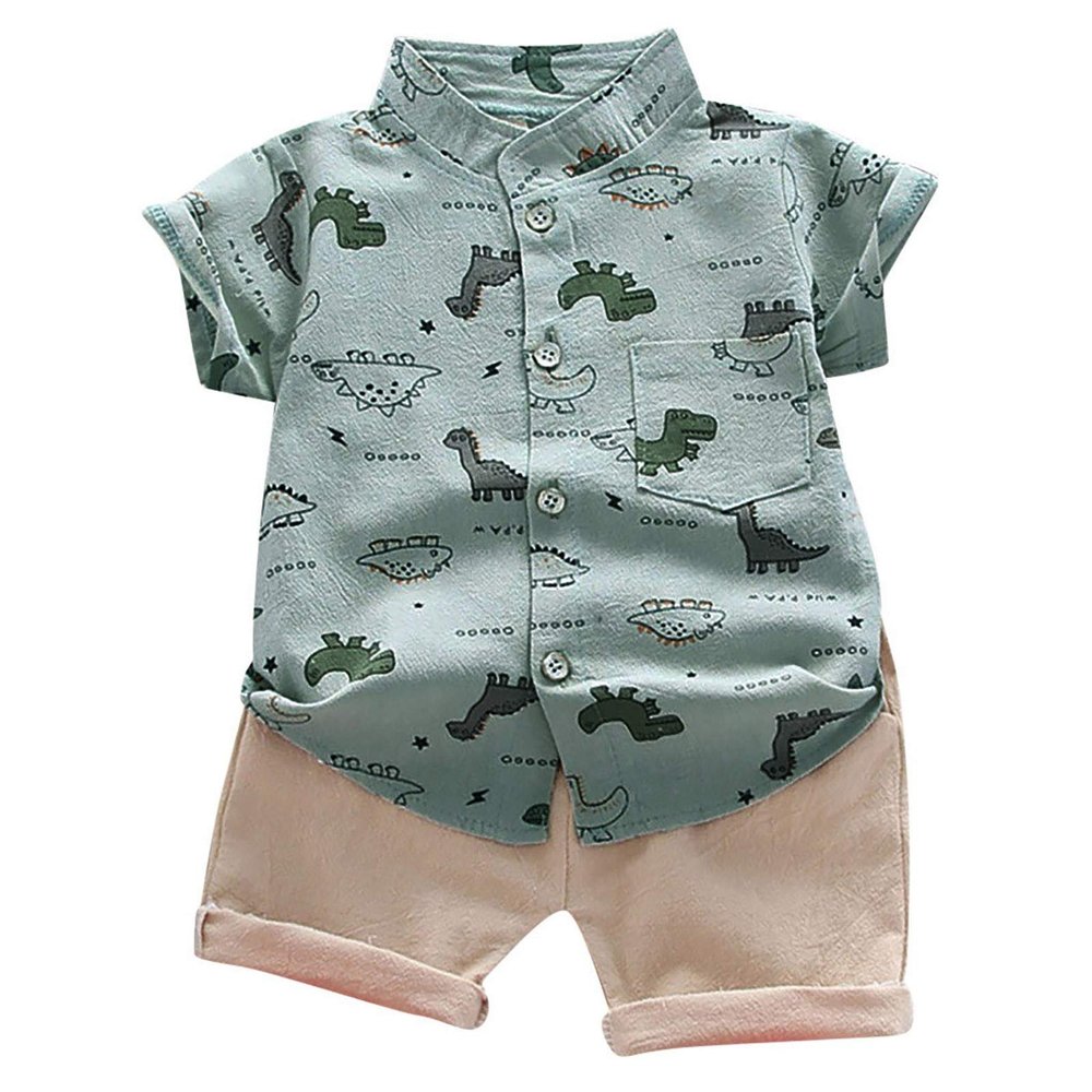 Baby T-shirt Set Cartoon Kids Dinosaur Outfits Boys Tops+Pants Toddler Boys 0-24 Months Old Baby Girl (Grey, 3-4 Years)