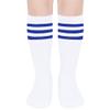 UTTPLL Kids Youth Soccer Socks Sport Toddler Baby Long Socks Girls Boys Knee High Uniform Socks Stripe Cotton Dress Tube Cute Stocking Tights White Blue 3-6 Years view 1