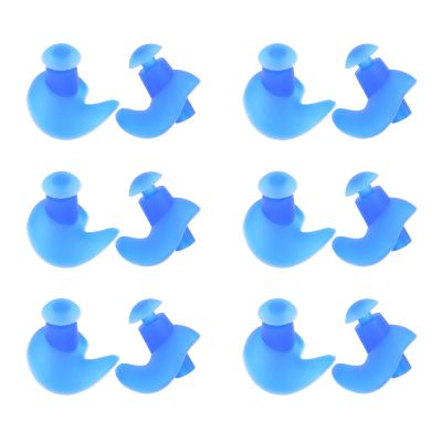 6 Pairs Waterproof Ear Plugs for Swimming,Silicone Swimming Earplugs, Spiral Ear Plugs, Professional Adult Dust-Proof Earplugs, Swimming Accessories for Kids Adults Surfing Snorkeling (Blue)
