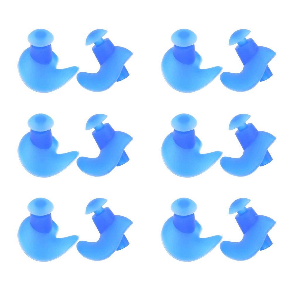 6 Pairs Waterproof Ear Plugs for Swimming,Silicone Swimming Earplugs, Spiral Ear Plugs, Professional Adult Dust-Proof Earplugs, Swimming Accessories for Kids Adults Surfing Snorkeling (Blue)