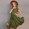 7-12Y Retro Clothes Short Little Solid Ruffles Swing Rockabilly Sleeve Party Vintage Girls (Army Green, 11-12 Years) view 2