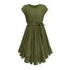 7-12Y Retro Clothes Short Little Solid Ruffles Swing Rockabilly Sleeve Party Vintage Girls (Army Green, 11-12 Years) view 3