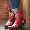 Hbeylia Cowboy Boots For Women Vintage Embroidery Pointed Toe Chunky Mid-Heels Western Cowgirls Boots Retro Slip On Wide Mid Calf Boots Riding Knight Ankle Booties view 4