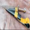 EGKH - 15" Blade Barrow Sword - Hand-Forged Carbon Steel Blade Knife - Mini Sword - Balance Oil Tempered - Functional Machete with Black Leather Scabbard view 3