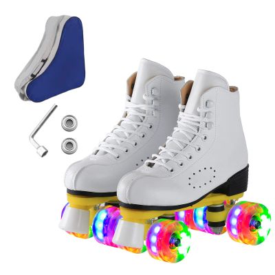 Ugboiu Roller Skates for Women and Men - Classic Double-Row Derby Skates With 4 Shiny Wheels for Indoor and Outdoor Use