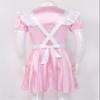 Daenrui Men's Satin Shiny Sissy French Maid Cosplay Dress Lingerie Uniform Outfit Pajamas Nightwear Pink X-Large view 4