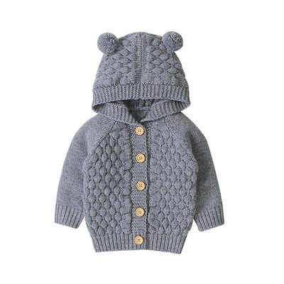 Sweater Girl Coat Warm Hooded Jacket Infant Baby Knit Boy Winter Outwear Girls Crazy Sweaters for (Grey, 3-6 Months)
