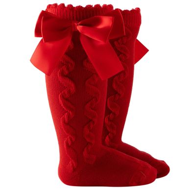Stockings Princess Sock Baby Girls Socks Solid Kids Mid-Calf Length Knee-High Toddler Baby Care 20 (Red, 3-18 Months)