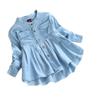 Blouse Sleeve Girls Long Ruched T-Shirt Kid Clothing Denim Baby Toddler Tops Girls Newly Born Woman (Blue, XL) view 1