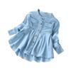 Blouse Sleeve Girls Long Ruched T-Shirt Kid Clothing Denim Baby Toddler Tops Girls Newly Born Woman (Blue, XL) view 2
